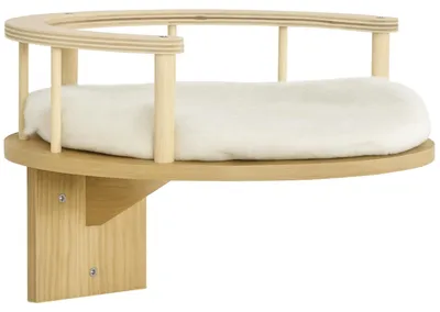 Productafbeelding van Pawhut Wandplank voor katten - 34 x 10,5 cm - Eikenhout + Crème wit