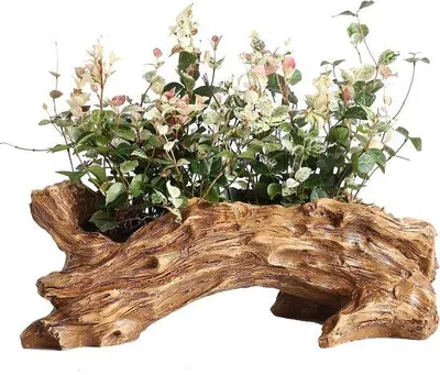 Produktbild von Rustikale Holzschalen für Sukkulenten - Kunststoffdrehholz - Innen- und Außengebrauch - Dekorative Pflanzschalen - Keine Pflanzen
