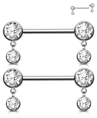Productafbeelding van Titanium Nipple Piercing Barbell met CZ Steentjes