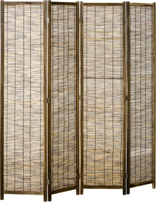 Produktbild von HOMCOM Raumteiler aus Holz, 4-teilig, 160 x 170 cm, faltbarer Paravent – Natur