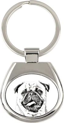 Produktbild von Mops, Pug, Carlin, Carlino, Doguillo - Schlüsselanhänger mit Hund, Anhänger mit Aufdruck, personalisierter Anhänger der Marke Art-Dog
