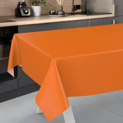 Produktbild von Tischdecke Textil-Optik UNI Orange 180x100cm Schnittkante Wachstuch abwaschbar
