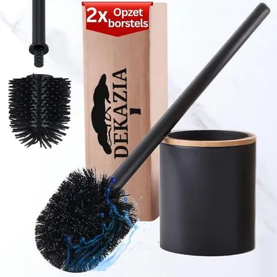 Immagine prodotto di Scopino da bagno in silicone nero con supporto