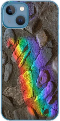 Produktbild von König Design Hülle kompatibel mit Apple iPhone 14 Kunststoff Soft Handyhülle - Handy Case Regenbogen Steine