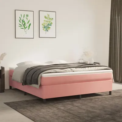 Produktbild von "Rabatt" Boxspring-Bettrahmen 2 Personen - Schlafzimmerbett - Rosa 180x200 cm Samt - Klassische Betten CC4622