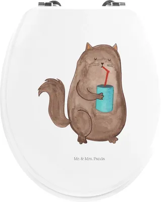 Produktbild von Mr. & Mrs. Panda Klobrille Katze Dose - Weiß - Geschenk, trinken, WC Brille, Cat, klo deckel, Cats, Toilettendeckel, Katzen, bambus sitz, Durstig, Klo-Deckel