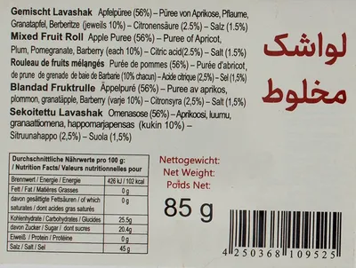 Produktbild von Mr. Ghorbani- Fruchtleder Multi Frucht 85g Lavashak,