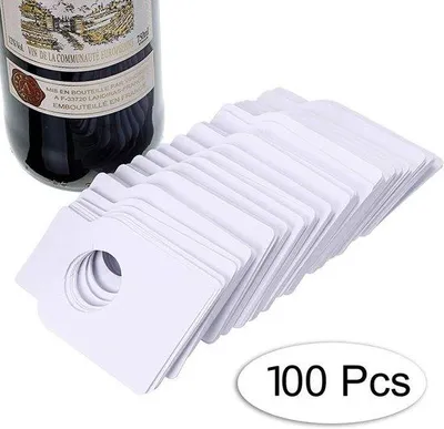 Immagine prodotto di 100 etichette adesive per collo di bottiglia di vino - Ideali per l'organizzazione e l'etichettatura della cantina domestica - Utili per identificare le etichette delle bottiglie di vino