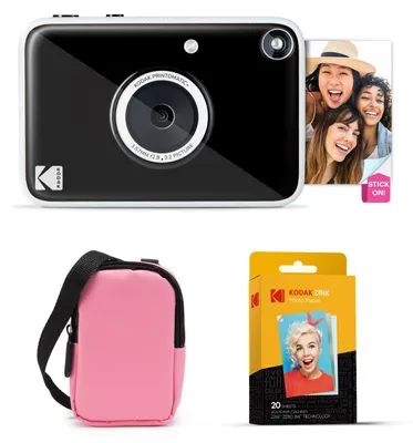 Obrázek produktu pro Sada digitálního fotoaparátu Kodak Printomatic+ pro okamžitý tisk fotografií, včetně brašny (růžová)