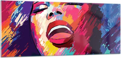Produktbild von Bilder auf glas - Frau Abstraktion - 100x40cm - Glasbilder - Wandbilder - Kunstdruck - zum Aufhängen bereit - Wanddekoration aus Glas - Glas Bilder - Wandbild auf Glas - Einteilig - GAB100x40-4019