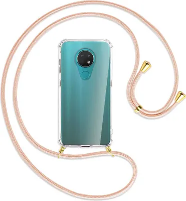Produktbild von Handykette Backcover-Schutzhülle mit Band (Metall goldfarben) für Nokia 6.2 / 7.2 - rose peach