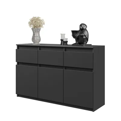 Produktbild von NOAH - Kommode / Sideboard mit 3 Schubladen und 3 Türen - Anthrazit Grau H75cm B120cm T35cm