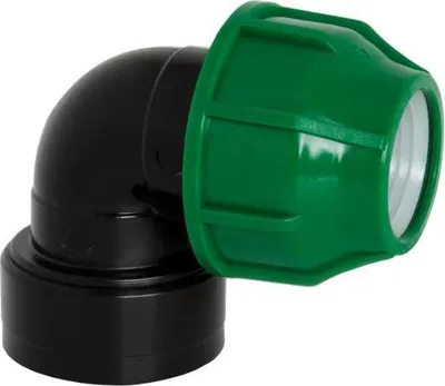 Produktbild von PP Rohr Verschraubung Grün PN10 Klemmfitting, Winkel 90° 25 x IG 1"