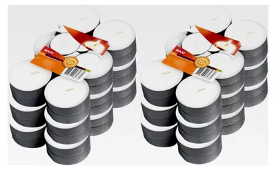 Produktbild von Maxi-Teelichter 12er Pack Weiße Kerzen mit 8 Stunden Brenndauer - Hochwertige Maxi-Lichter aus Paraffin und Metall - Minimaler Ruß, Ideal für Dekoration und Gemütlichkeit (6 x12 Stück)