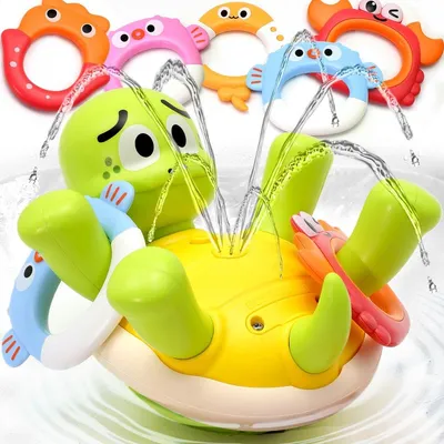 Produktbild von Schildkröte Badespielzeug Wiederaufladbar - LED Babyspielzeug mit Wasserspritze & Drehkraft - Pool- & Wasserspielzeug für Jungen & Mädchen