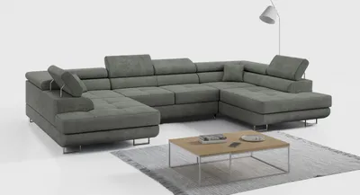 Produktbild von Ecksofa, Wohnzimmer U Couch, Polstersofa mit Bettkasten - GUSTAW-U - Grau