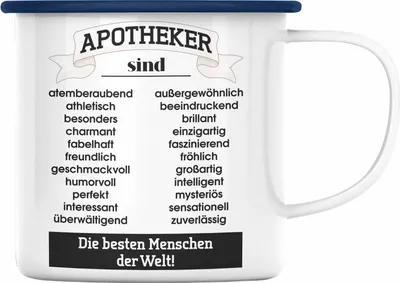 Produktbild von Trendation - Apotheker Emaille Tasse Geschenk Emaille Emaille Tasse Emaille Emaille Tasse Bester Apotheker Pharmazeut Arzneikundiger Spruch Lustiger Spruch (Blau)