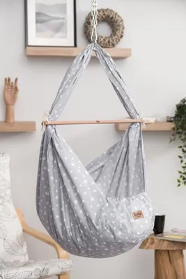 Image de Berceau à ressort pour bébé Aide à l'endormissement Nouveau-né 0-15 kg | tout compris | gris étoile