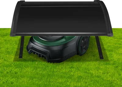 Produktbild von Izrielar Schwarze Rasenmäher Garage aus robuster PC-Platte – Mähroboter Dach mit UV-Schutz als stabile Schutzhülle gegen Regen, Hagel und Sonne