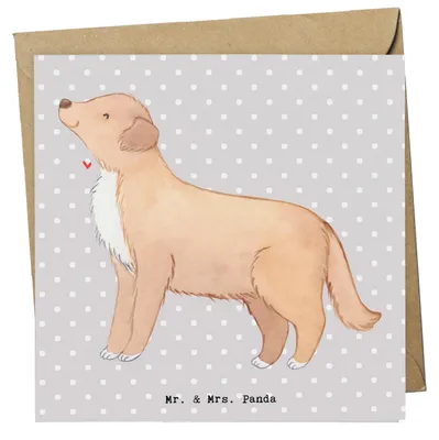 Produktbild von Mr. & Mrs. Panda Grußkarte Nova Scotia Duck Moment - Grau Pastell - Geschenk, Retriever, faltkarte, doppelkarte, Tolling, anlasskarte, Klappkarte, Glückwunschkarte