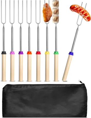 Obrázok produktu pre Marshmallow špíz 8 ks, nerezová oceľ, 31-81 cm, s taškou, pre táborák