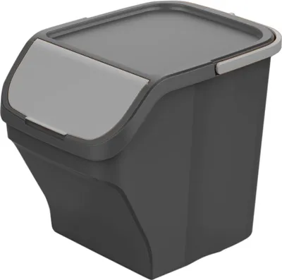 Zdjęcie produktu dla Wiadro Stack N Sort, szare, 25 l, z szarym pokrywką