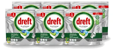 Produktbild von 6 x Dreft Platinum All In One Spülmaschinen-Tabs - Vorteilspackung - 6 Stücke