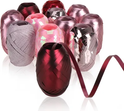 Produktbild von com-four® 12x Ringelband in glänzenden Farben - 10 m je Rolle - Set Geschenkbänder zum Basteln und Verpacken - Polyband für dekorative Geschenkverpackung