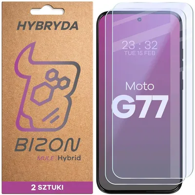 Produktbild von 2x Flexibles Hybridglas für Motorola Moto G77 5G, Bizon Hybrid Mule Duo