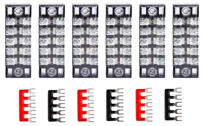 6x 5-polige Schraubklemmenblöcke 600V/15A + 6x Anschlussleisten