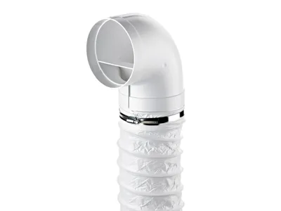 Produktbild von Naber R-URX flow 125 Umlenkstück 90° mit Flexschlauch, weiß, 500 mm - Lüftungstechnik