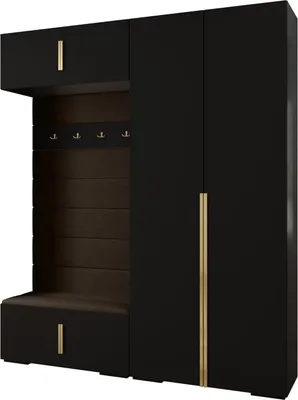 Produktbild von MEBLE KRYSPOL Inova 1 Möbelset Garderobe, 236,7x200x47cm - Schwarz, Manila 04, Gold