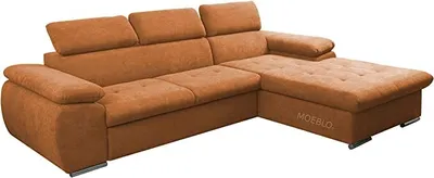 Produktbild von Ecksofa mit Schlaffunktion und Bettkasten, Couch für Wohnzimmer, Schlafsofa Sofagarnitur Sofa Eckcouch L-Form Wohnlandschaft mit Bettfunktion NILUX (Eckosfa NILUX Orange) 284 x 196 x 78 cm, Rechts Ottomane