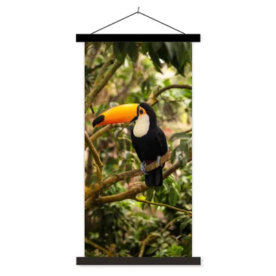 Produktbild von MuchoWow® Textilposter Vogel - Tukan - Dschungel - Natur - Tropisch 60x120 cm mit schwarzem Rahmen - Magnete