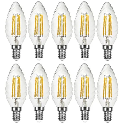 Produktbild von 10 x LED Filament Leuchtmittel Kerze gedreht 4W = 40W E14 klar warmweiß 2700K