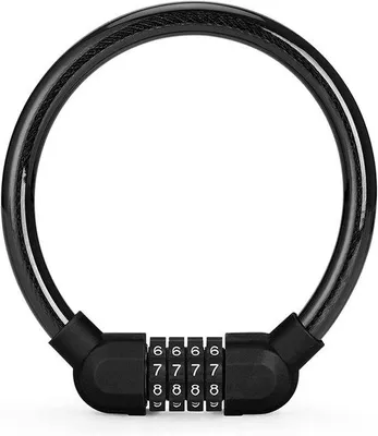 Image de Câble antivol à combinaison - 1 pièce - Câble antivol pour vélo - Combinaison à chiffres - Câble antivol à code - Antivol à combinaison - Antivol à code - Accessoires pour vélo - Noir