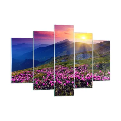 Produktbild von Bilder auf glas - Wiese Berge Landschaft - 150x100cm - Glasbilder - Wandbilder - Kunstdruck - zum Aufhängen bereit - Wanddekoration aus Glas - Glas Bilder - Wandbild auf Glas - GEA150x100-2676
