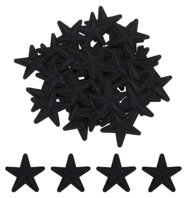 50 Stern-Bügelpatches, schwarz, 3,8x3,8 cm, Polyester, zur Kleidungsreparatur