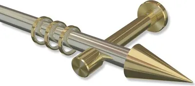 Produktbild von Interdeco Gardinenstange, Vorhangstange Edelstahl-Optik / Messing-Optik Modell Prestige Savio, 20 mm Ø 1-läufig, 160 cm