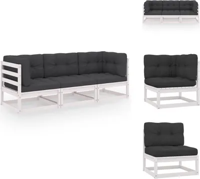 Produktbild von vidaXL 3-Sitzer-Gartensofa mit Kissen Kiefer Massivholz -  Gartensofas