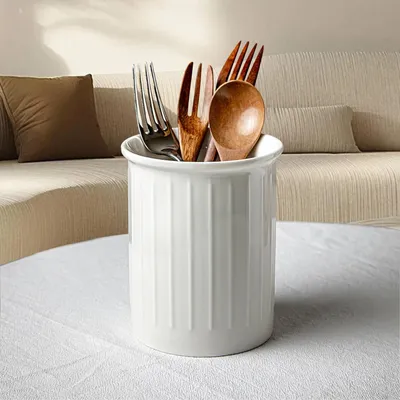 Image de Porte-ustensiles de cuisine en céramique, dimensions : 13,3 x 11 x 9,7 cm