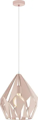 Produktbild von EGLO Pendellampe Carlton-P, 1 flammige Vintage Pendelleuchte, Retro Hängelampe aus Stahl, Farbe: Pastell apricot, Fassung: E27, Ø 31 cm