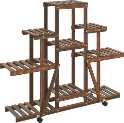 Zdjęcie produktu dla Kwietnik na kółkach, 110x25x101 cm, lite drewno jodłowe