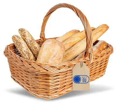 Zdjęcie produktu dla Creative Home Wiklinowa Taca z Uchwytami i Dnem ze Sklejki Prostokątna | 55x42 cm (+/-2cm) | Rustykalna Organizer do Przechowywania Dekoracja Kuchni