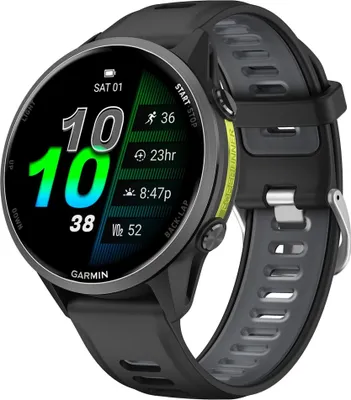 Obrázek produktu pro Dvoubarevný silikonový řemínek pro Garmin Forerunner 970 stříbrná spona černá