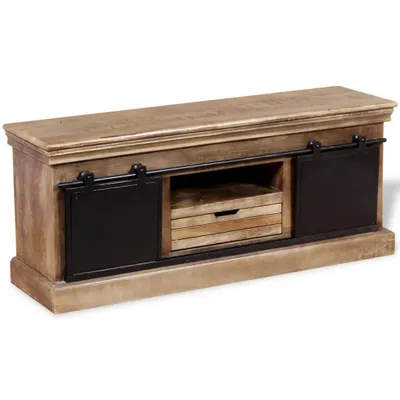 Produktbild von TV-Schrank mit 2 Schiebetüren Massivholz Mango 110x30x45 cm