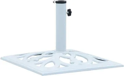 Produktbild von Schirmständer aus Gusseisen mit 12 kg Gewicht - Weiße Standbasis für Sonnenschirme