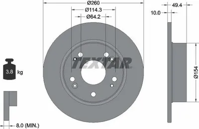 Produktbild von 2x TEXTAR Bremsscheibe 92144603 für HONDA Accord VII Limousine (CL CN) 49 4mm