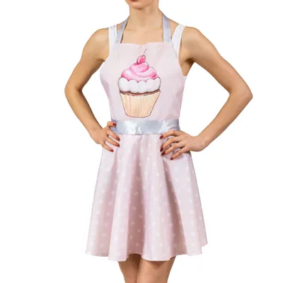 Immagine prodotto di Grembiule da cuoco in stile rockabilly con disegno di muffin in rosa