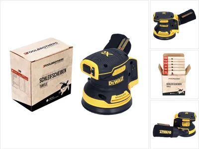 Image de DeWalt DCW 210 N Ponceuse excentrique sans fil 18 V 125 mm Brushless Solo + 1x Toolbrothers TURTLE Set de disques de ponçage